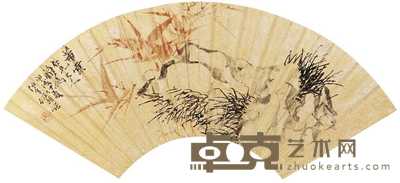 任伯年 1874年作 兰竹图 扇面册页 17.5×52cm